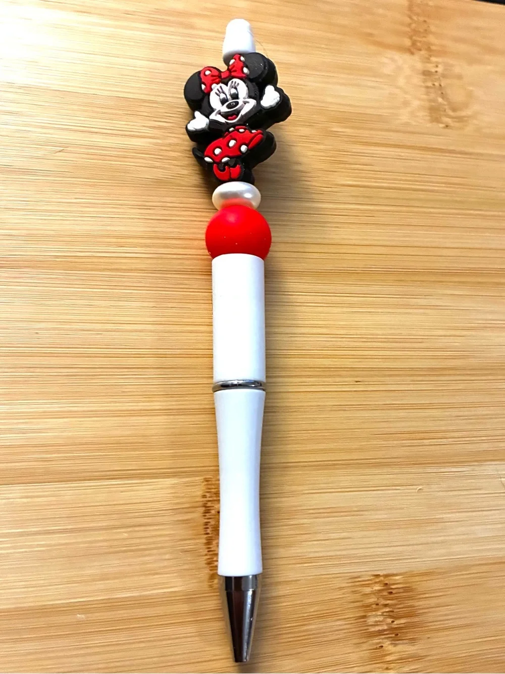 Character Beaded Red, Black & White Ballpoint Pen